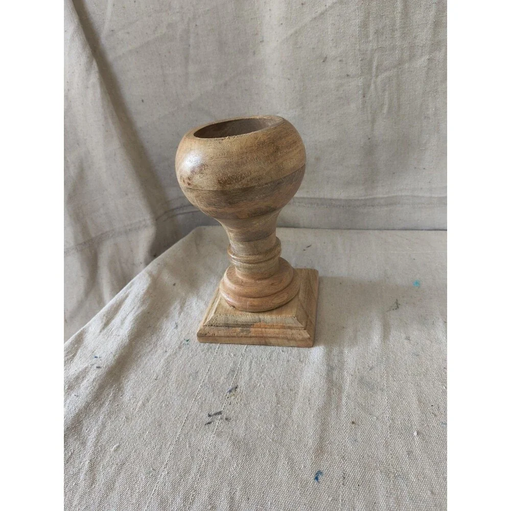 Vintage Handmade Wooden Hand-Turned Cup / Vase  8